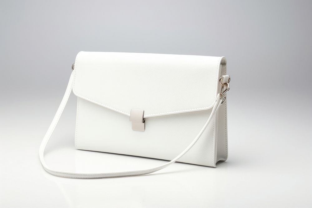 White wallet crossbody handbag purse white background.