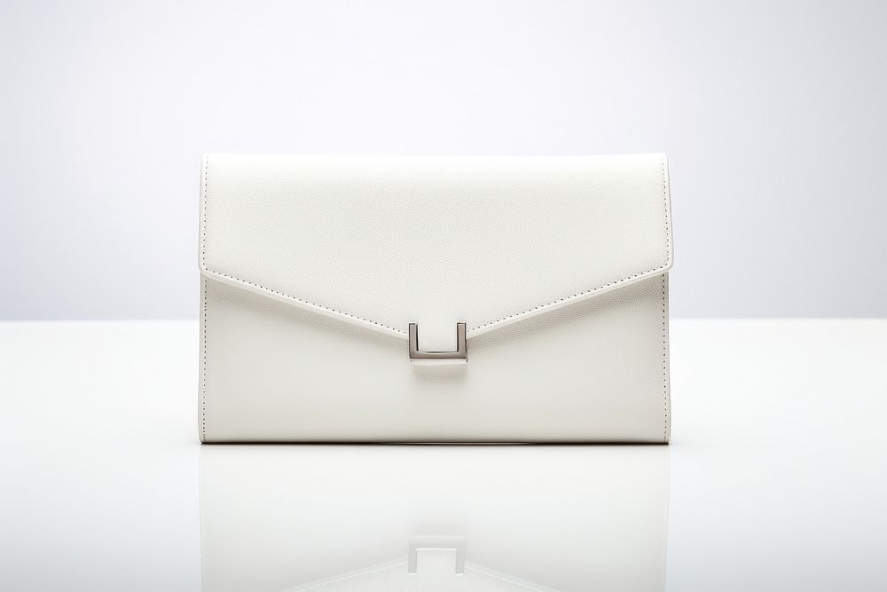 White wallet crossbody handbag white background organization.