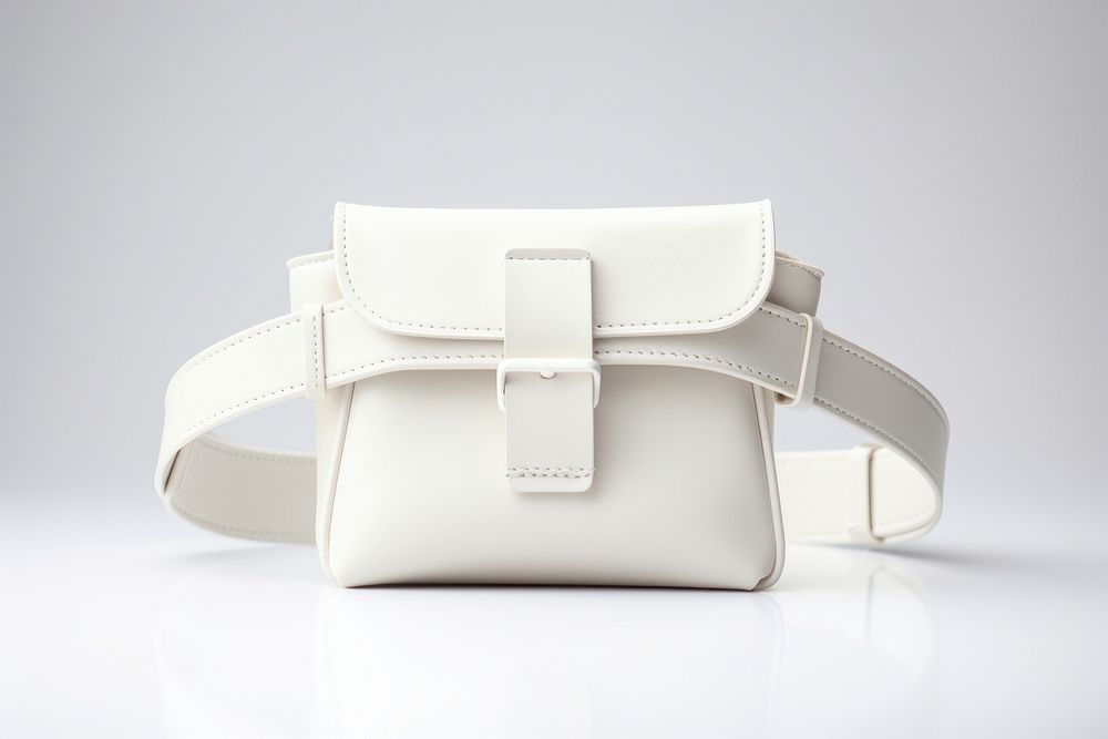 White belt bag handbag purse white background.