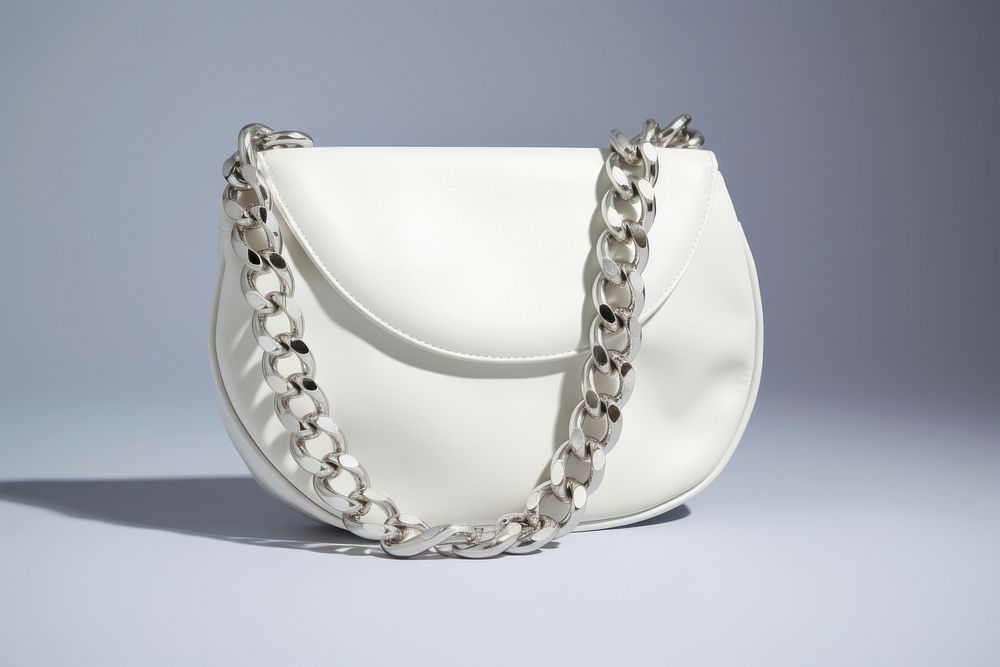 White chain crossbody bag necklace handbag jewelry.