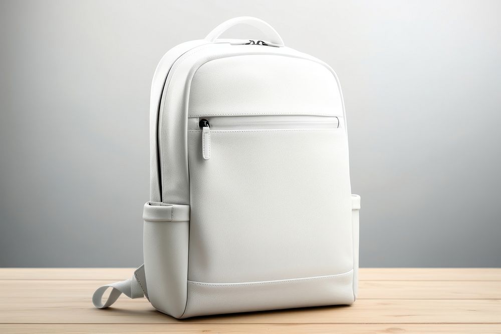White laptop backpacks bag suitcase handbag.