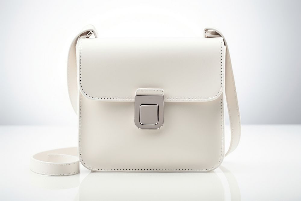 White mini-bag crossbody handbag purse white background.