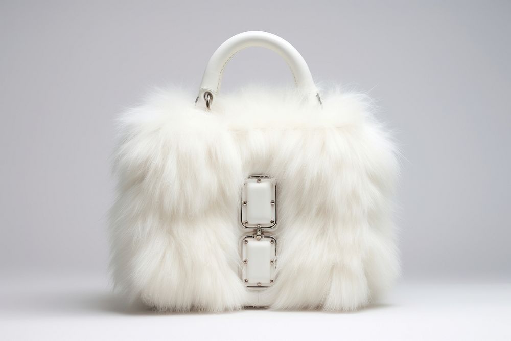White mini fluffy trunk bag handbag accessories accessory.