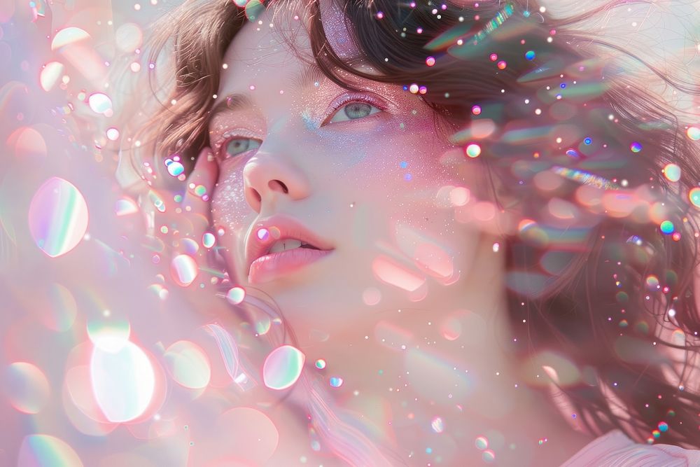 Woman with kaleidoscope photo effect portrait photography futuristic.
