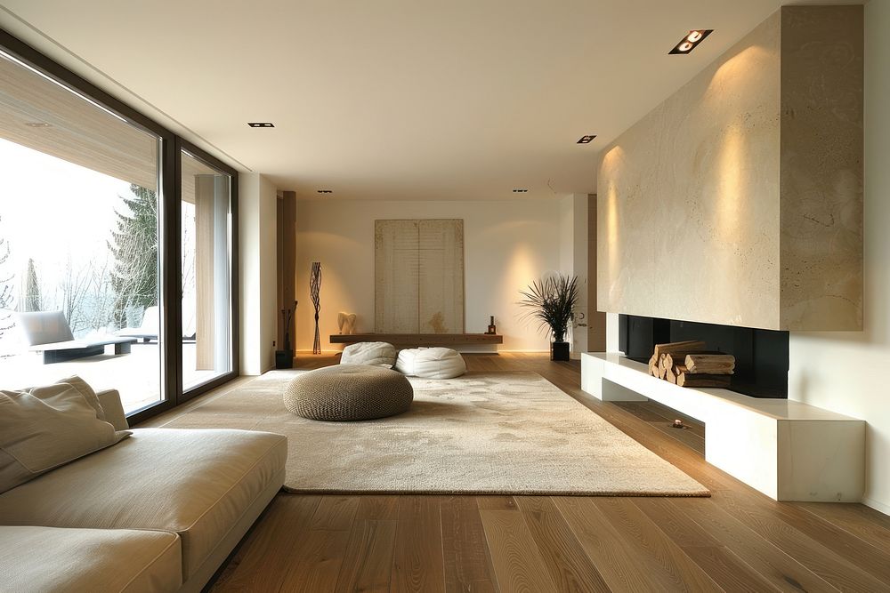 Modern luxury living room architecture furniture flooring.