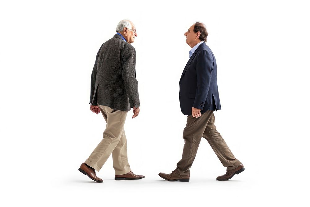 Business man walking with a old man footwear adult shoe.