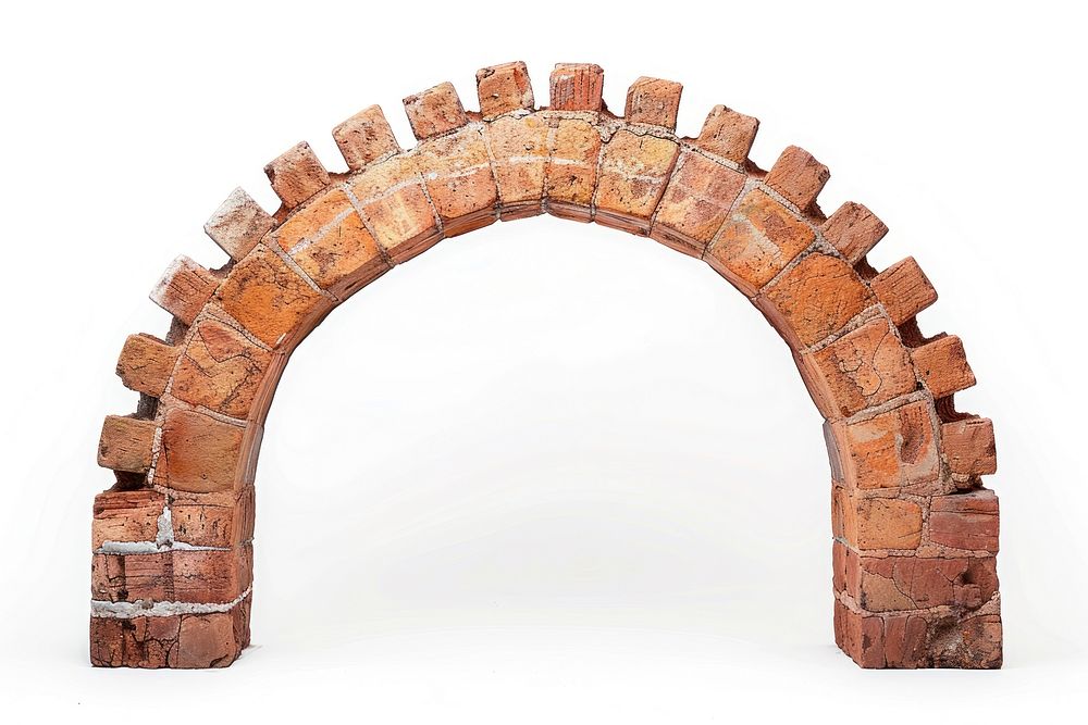 Brick arch architecture white background fireplace.