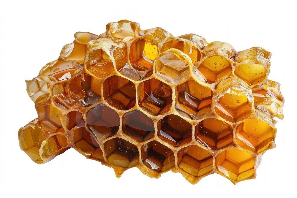 Honey honey honeycomb white background.