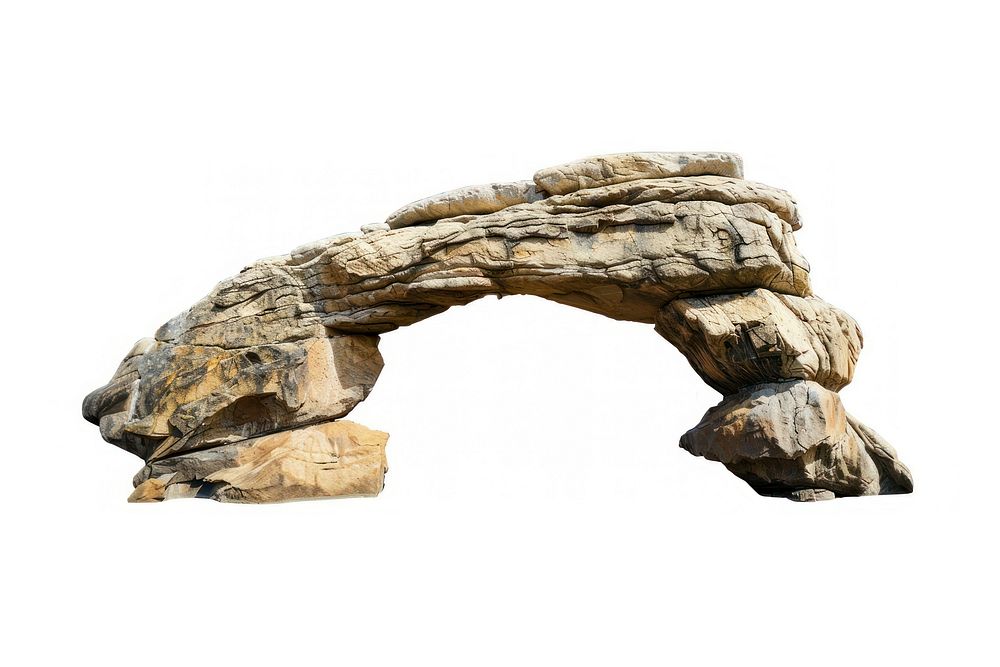 Inflexed arch outdoors rock white background.