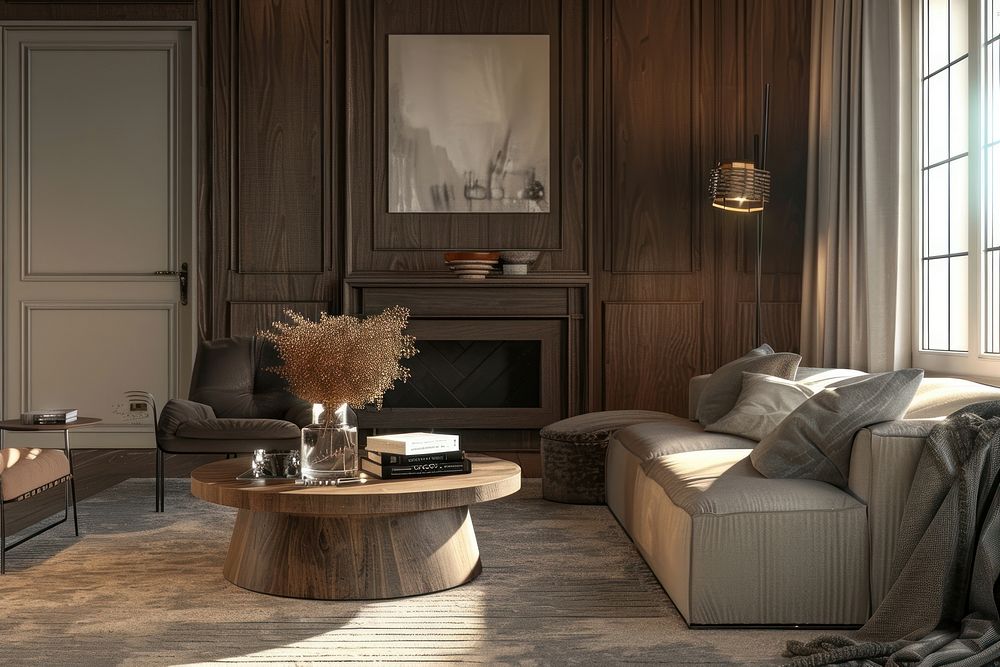 Living room in a contemporary interior design architecture furniture building.