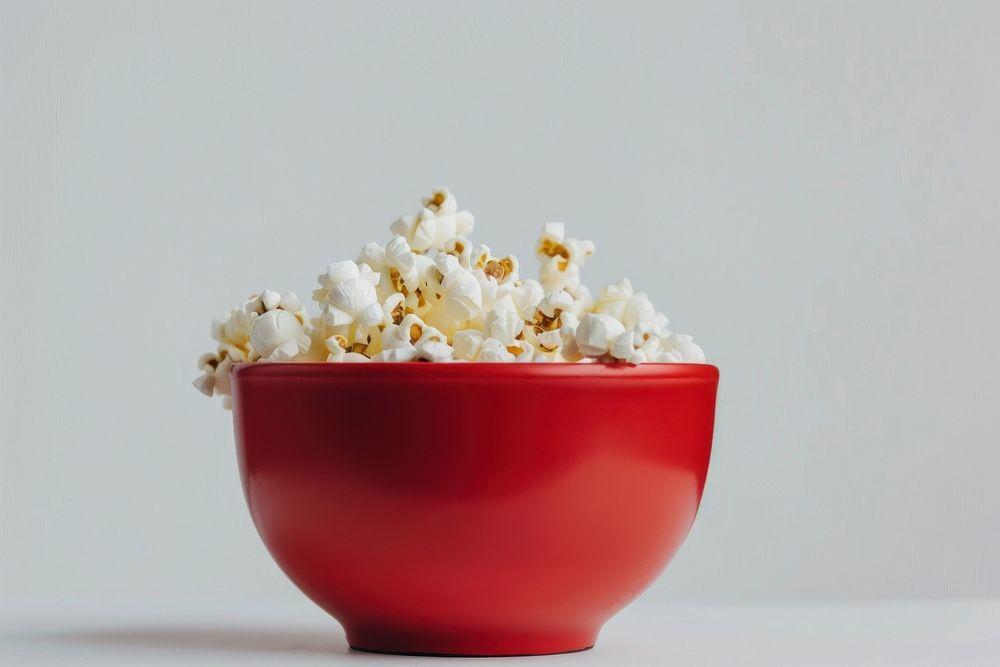 Popcorn in a red bowl food freshness snack.