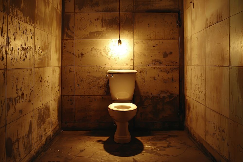 Toilet in a contemporary interior design room bathroom lighting.