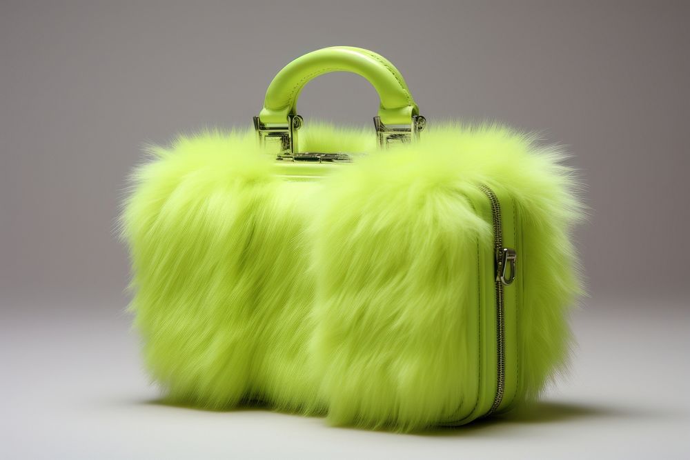 Lime green mini fluffy trunk bag handbag accessories accessory.