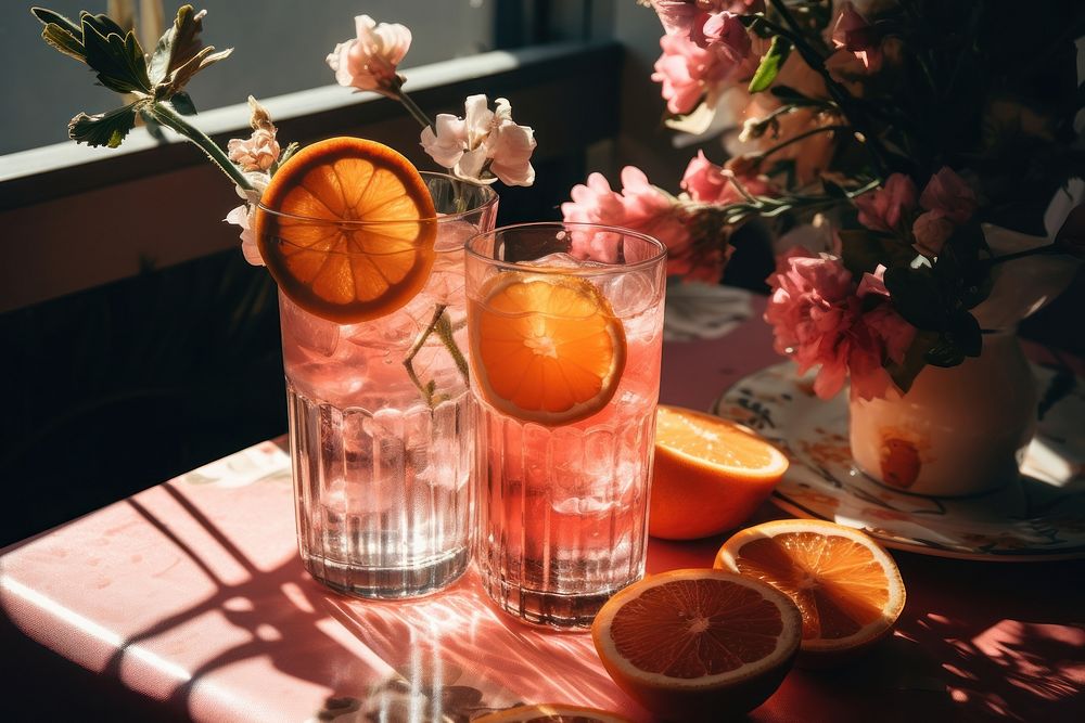 Mocktail grapefruit cocktail flower.