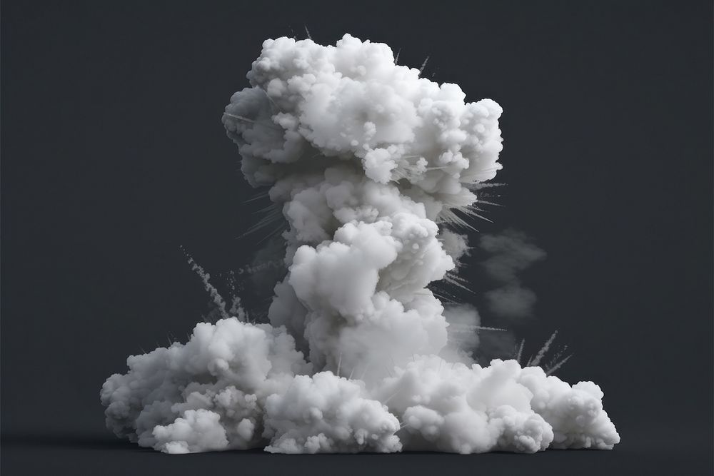 Smoke bomb monochrome exploding explosion.