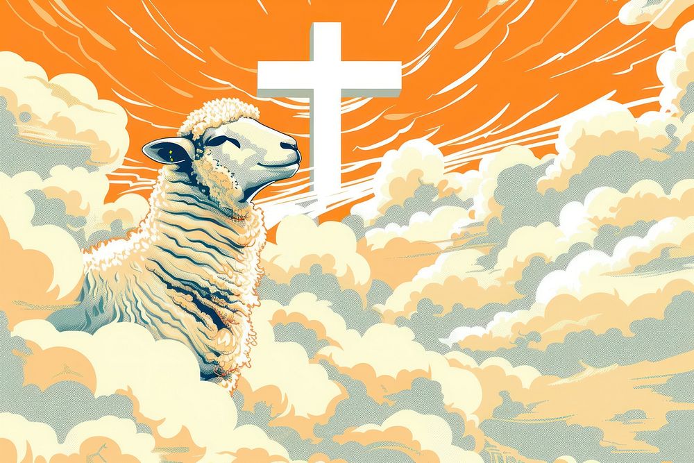 Sheep cross sky representation.