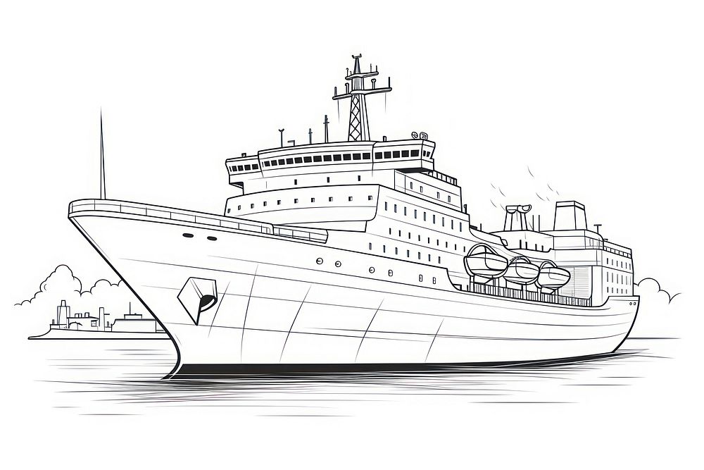 Ship sketch watercraft vehicle.