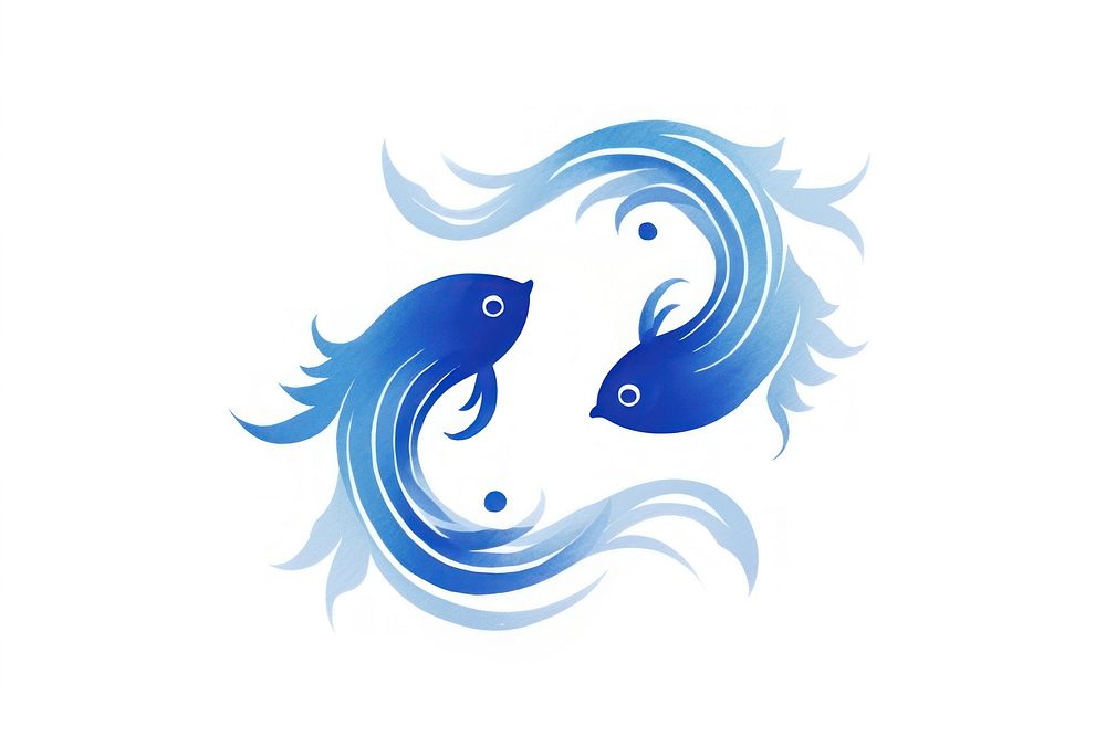 Pisces zodiac symbol animal nature logo.