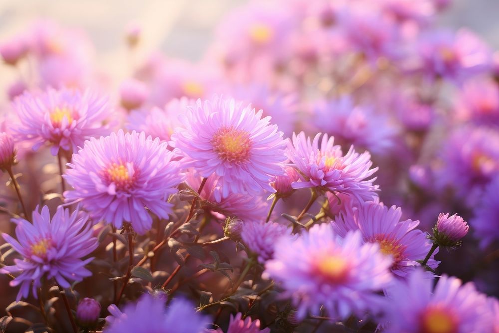 Aster flowers close up outdoors blossom nature.