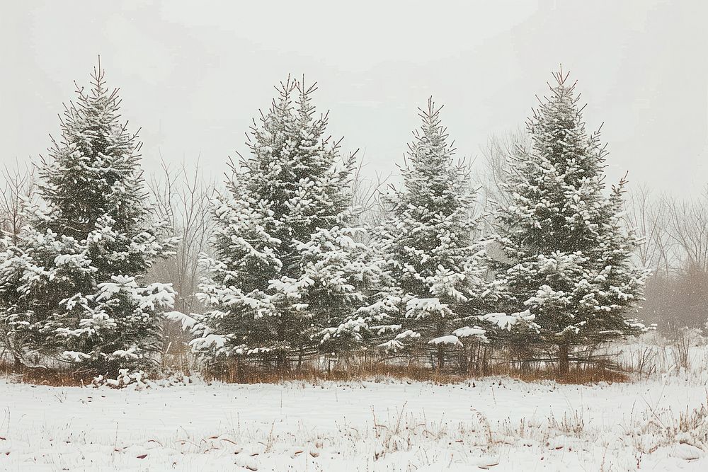 Pine trees snow outdoors nature.