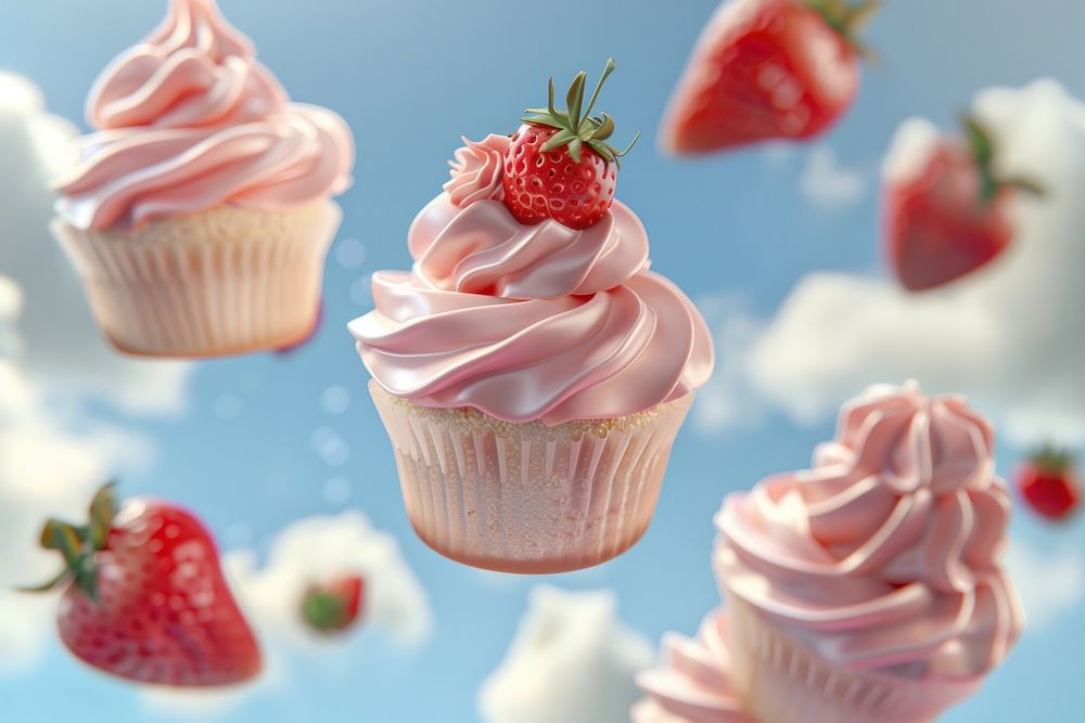 Cake background strawberry cupcake dessert.