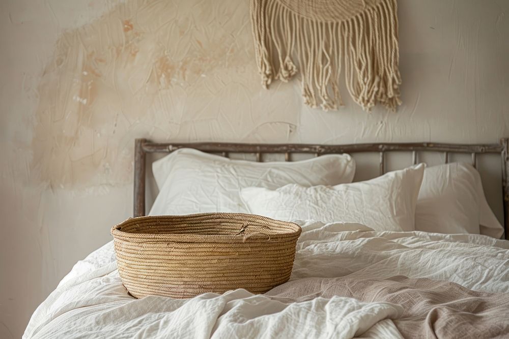 Bed furniture pillow basket.