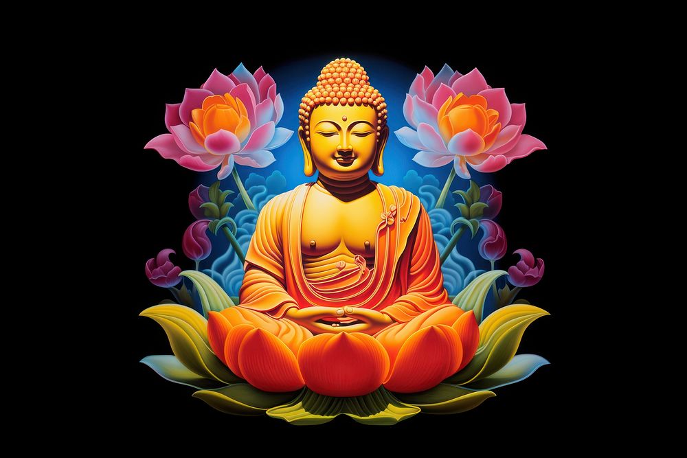 Buddha art black background representation.