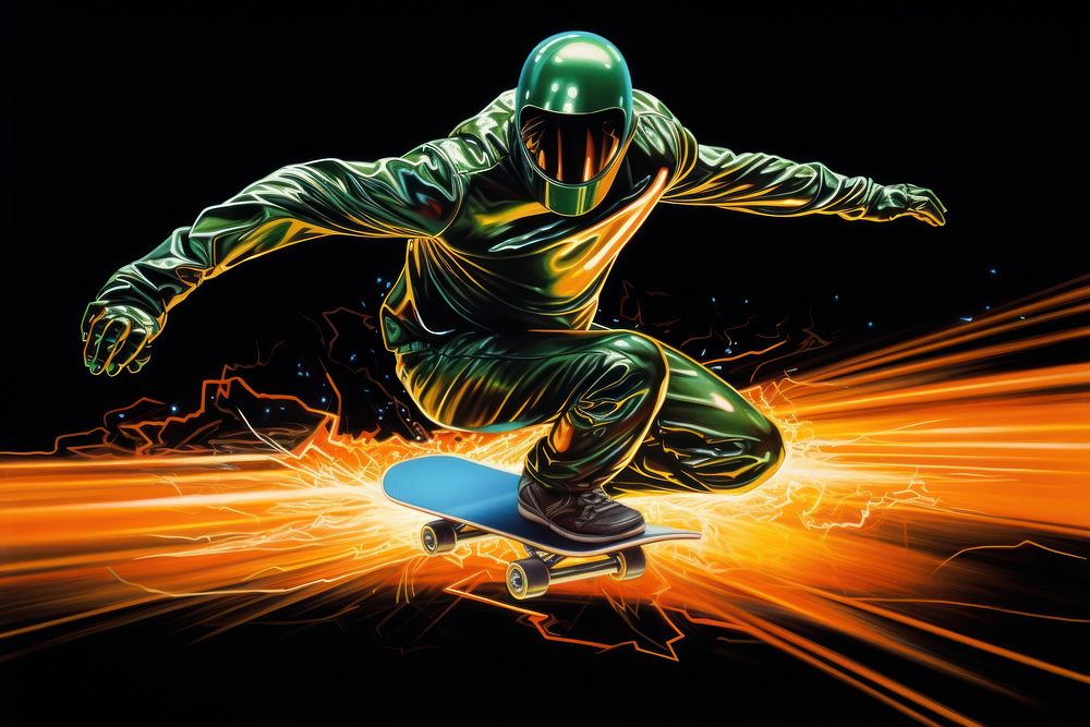 Skateboard helmet skateboarding exhilaration.