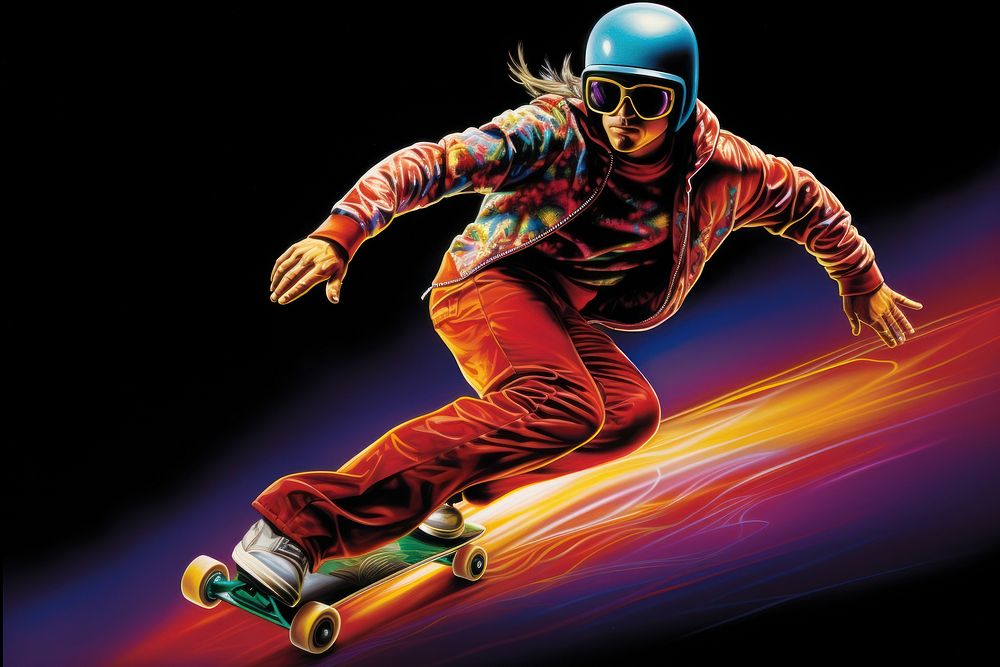 Skateboard adult exhilaration snowboarding.