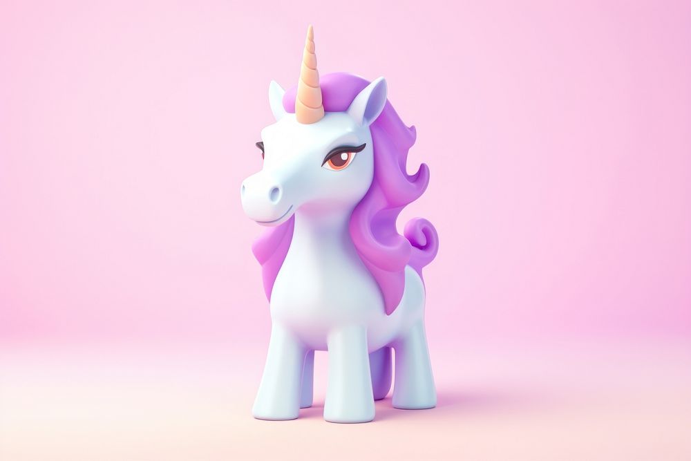Unicorn figurine cartoon representation.