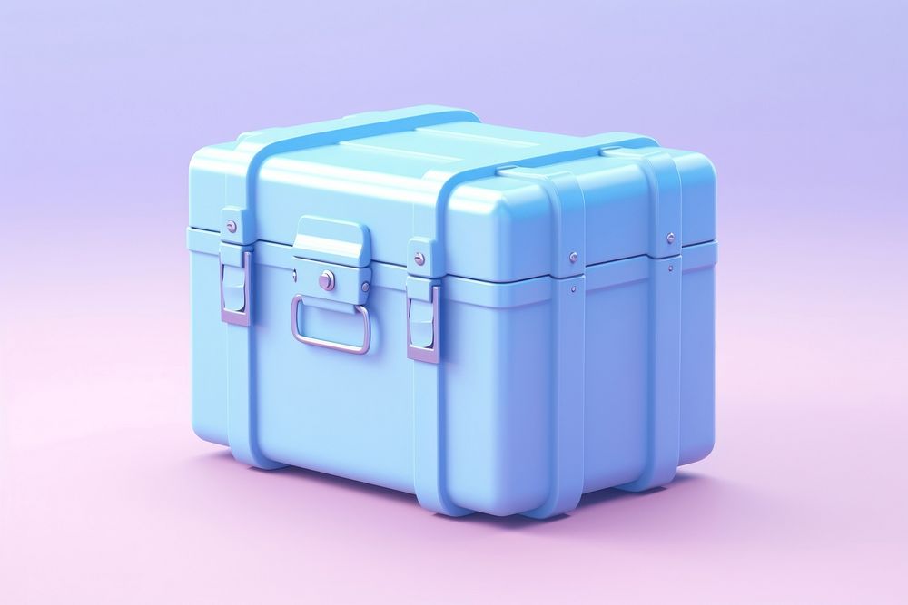 Blue gitf box luggage briefcase container.