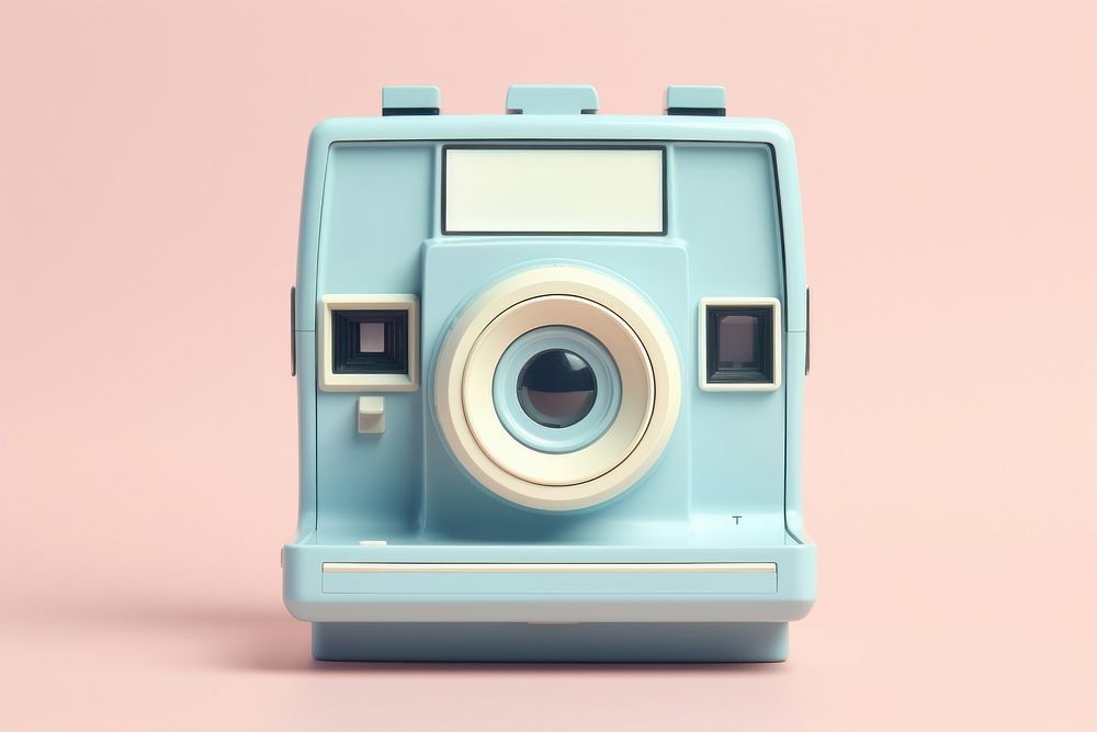 Blue polaroid camera electronics technology nostalgia.
