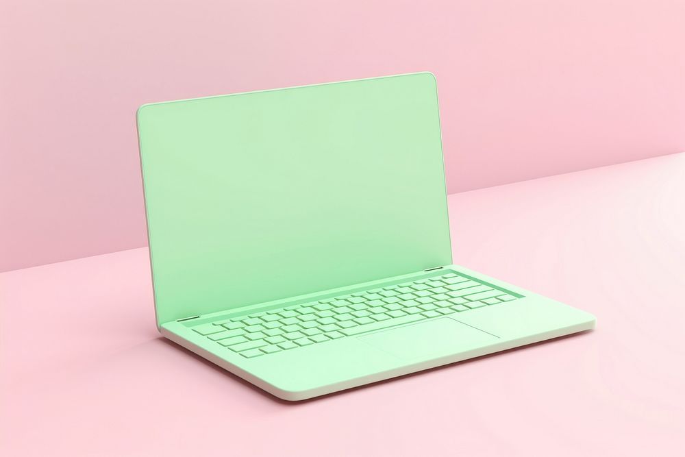 Green laptop computer electronics technology.