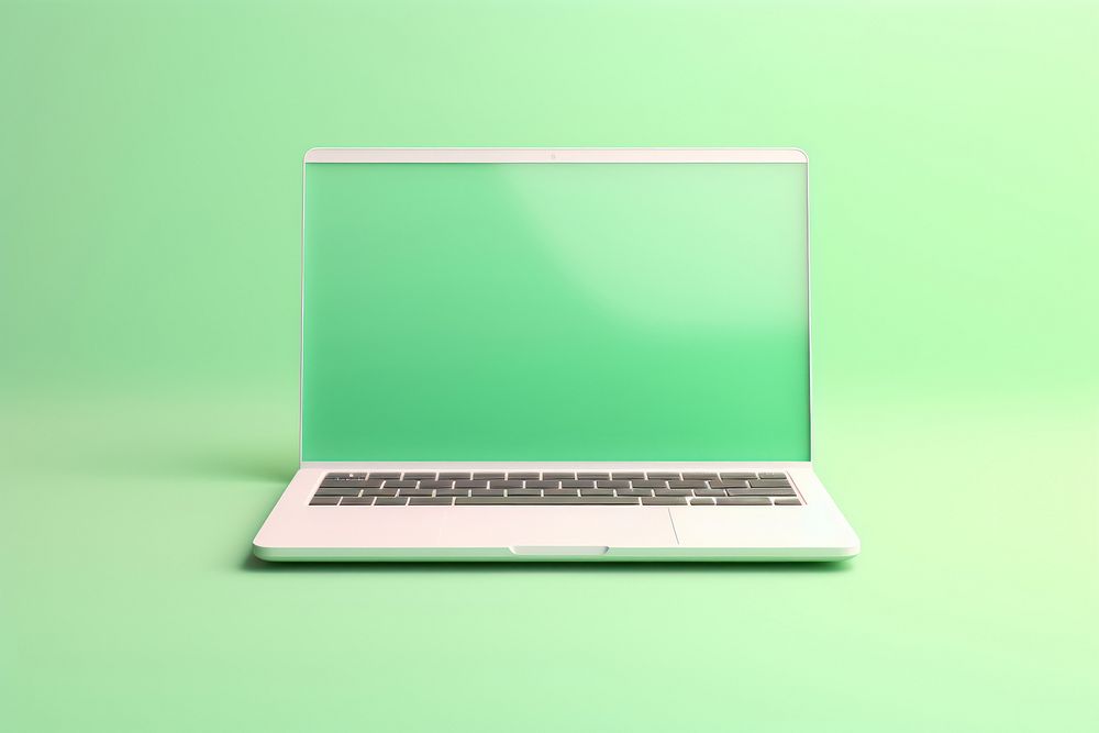 Green laptop computer electronics technology.