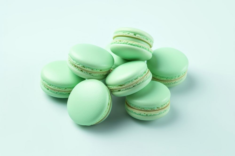 Green macarons food confectionery freshness.
