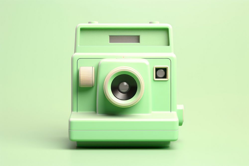 Green polaroid camera electronics technology nostalgia.