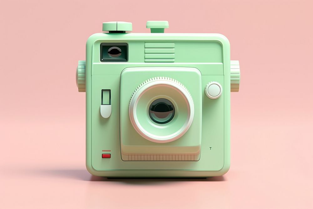 Green polaroid camera electronics technology nostalgia.