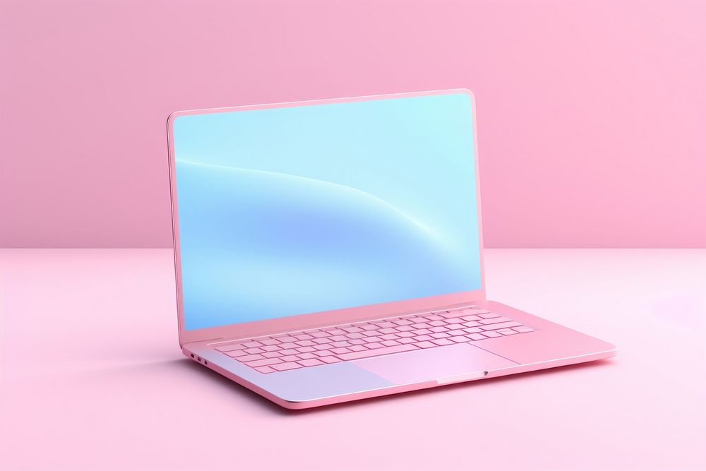 Pink laptop computer electronics technology. Free Photo Illustration