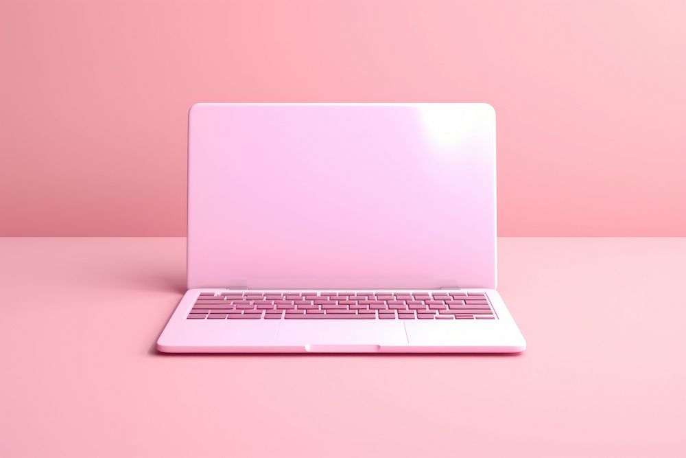 Pink laptop computer electronics technology.