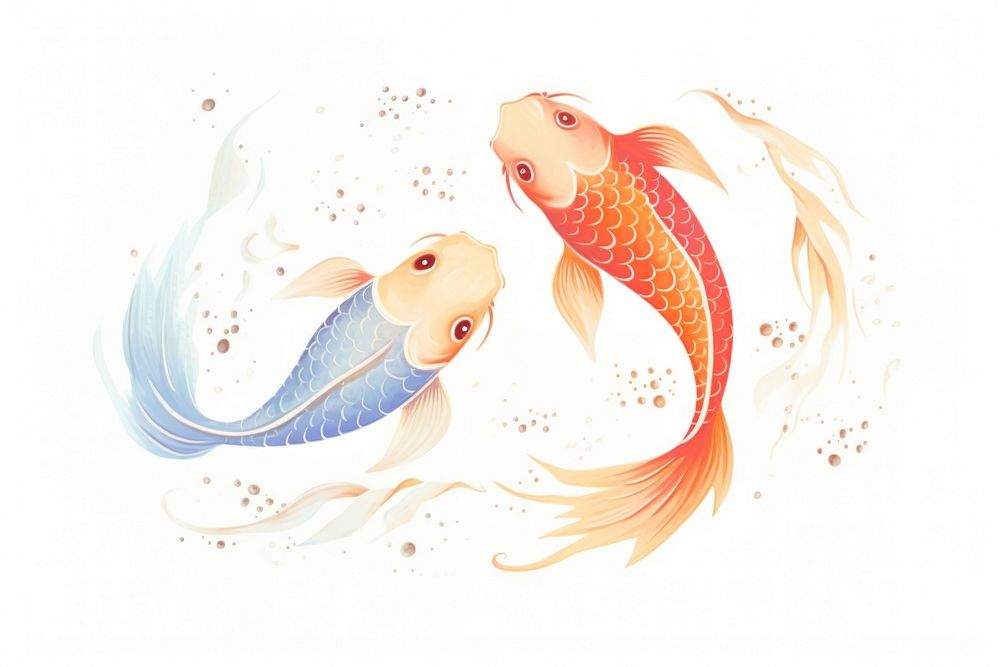 Two koi fish swimming goldfish animal pomacentridae.