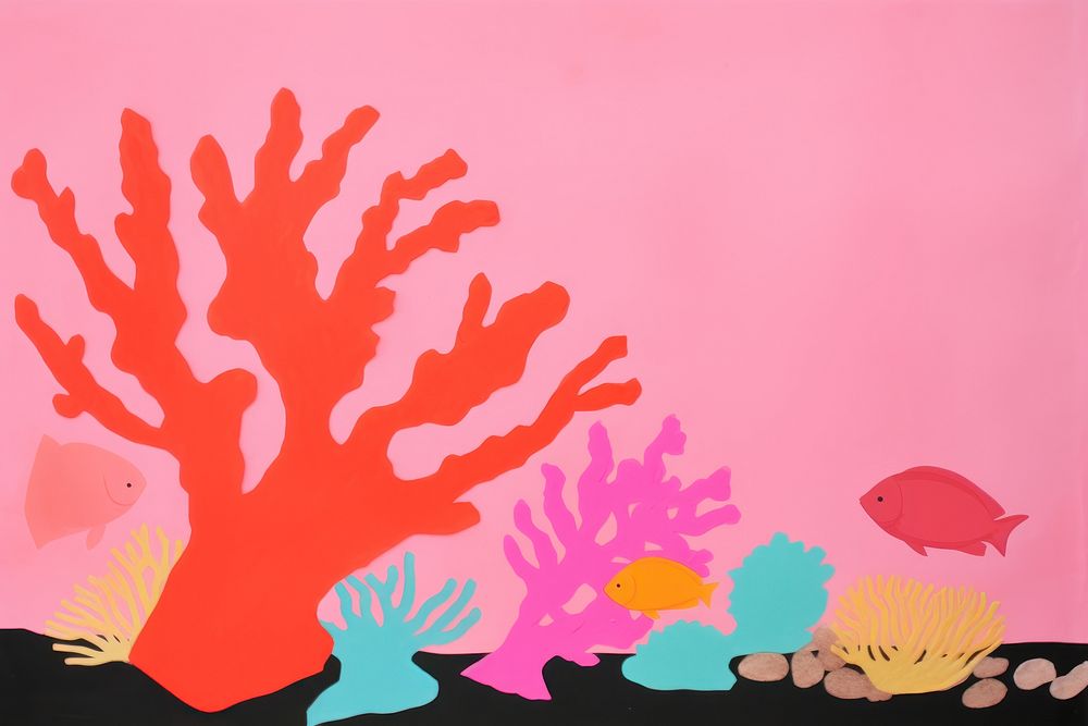 Coral reef painting nature fish.