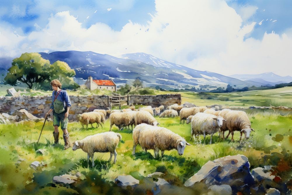 Scotland sheep farm landscape.