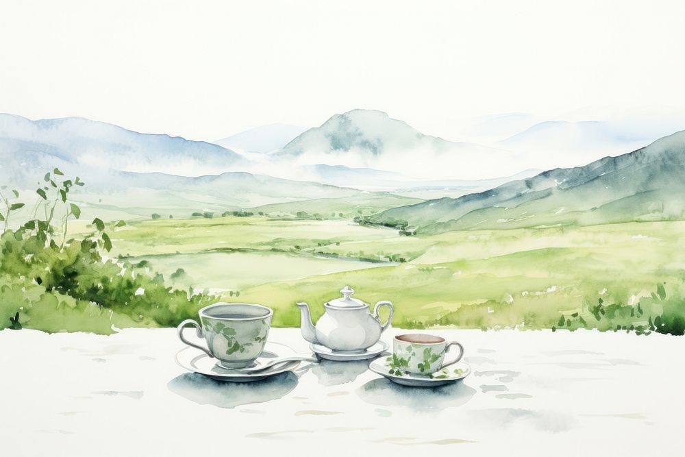 Afternoon tea set cup porcelain mountain.