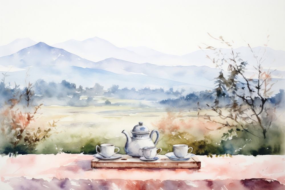 Afternoon tea set cup porcelain painting.