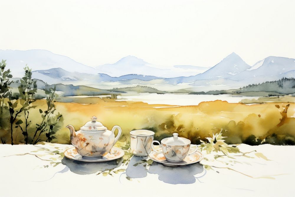 Afternoon tea set cup porcelain painting.