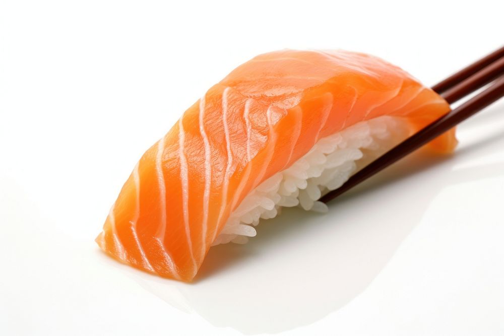 Salmon sushi nigiri salmon chopsticks seafood.
