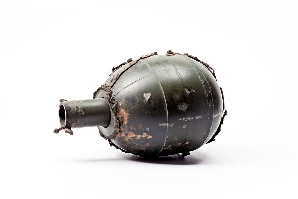 Real bomb in war white background ammunition weaponry.