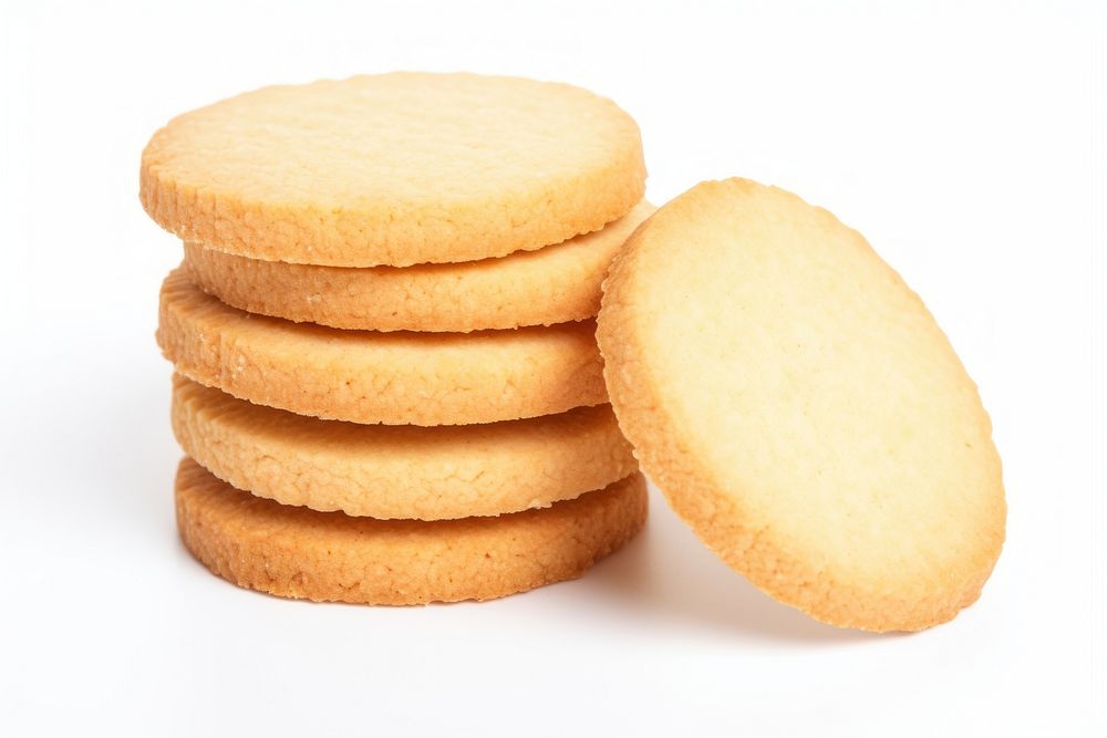 Round shortbread biscuits cookie food white background.