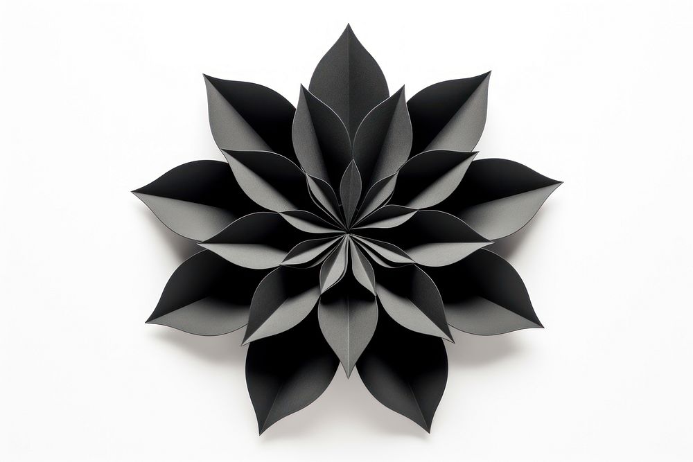 Black flower origami paper art.