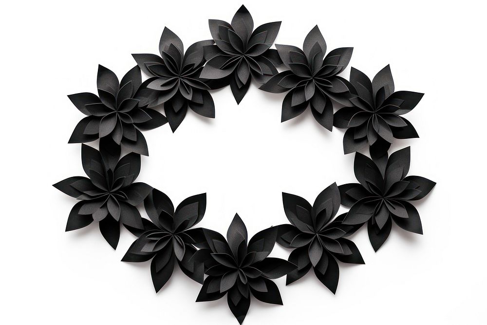 Black floral border flower white background accessories.